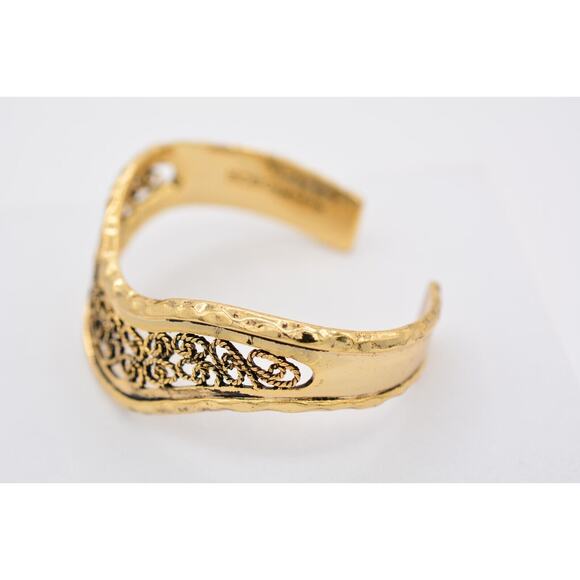BCBGeneration Cuff Bangle Bracelet Antiqued Gold Filigree Design Chunky BinAW - Picture 10 of 12